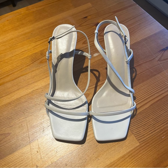 Charles & Keith White Asymmetric Strap Heeled Sandals - Picture 5 of 7